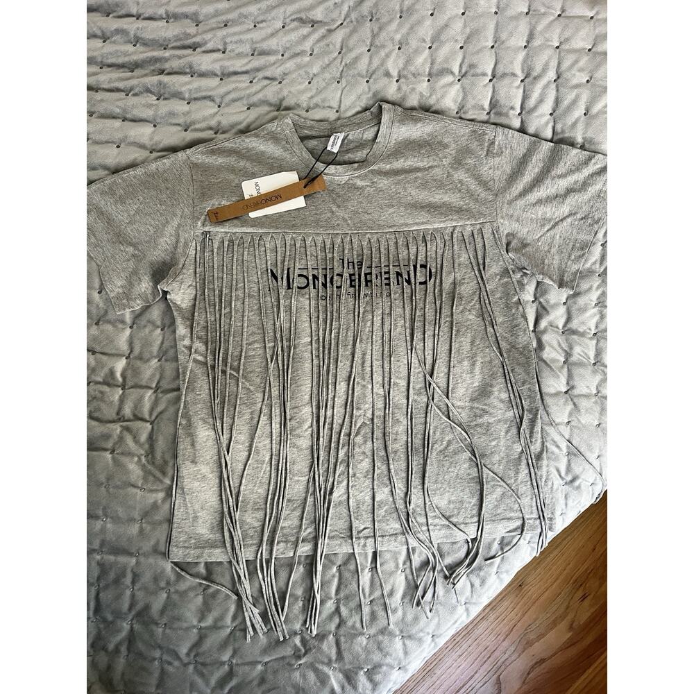 Monobrend t shirt with fringe trim made in Korea size M